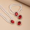 3Pcs/set French Elegant Elegant Multi Layer Imitation Pearl Jewelry Set 2025 Summer Party Wedding Gift Beaded Choker Necklace Earrings Sets for Women