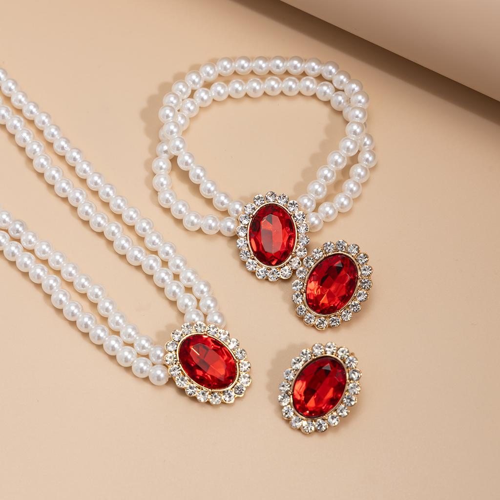 3Pcs/set French Elegant Elegant Multi Layer Imitation Pearl Jewelry Set 2025 Summer Party Wedding Gift Beaded Choker Necklace Earrings Sets for Women