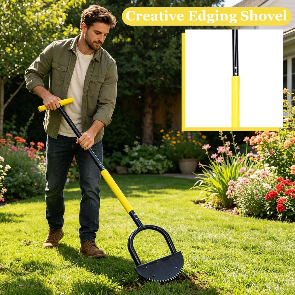 Garden Edging Tool with Serrated Blade for Lawn Sidewalk Driveway and Garden Edges Durable Steel Construction Ergonomic Handle for Easy Use