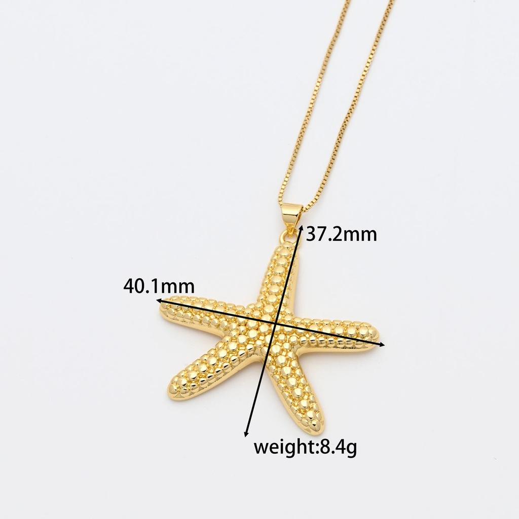 European Ocean Life Starfish & Shell Gold-Plated Clavicle Pendant