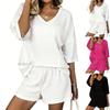 Women's Casual V-Neck, Flared-Sleeve Two-Piece Set