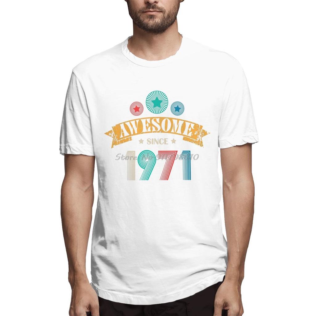 Awesome Since 1971 50th Birthday Gift T-shirt Oversized Short Sleeve Tshirt Cotton Tops Streetwear Harajuku Clothing