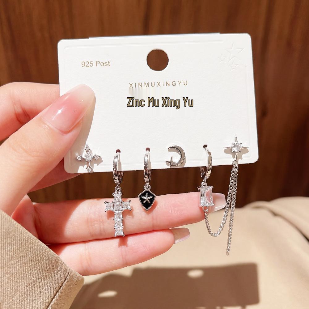 2026 Gender-Neutral High-Quality Black Stud Earring Set - Niche Design Thickened Plating