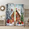 2Pcs Festive Christmas Gingerbread Window Curtains Rod Pocket Digital Printed Polyester Material Suitable For Living Room