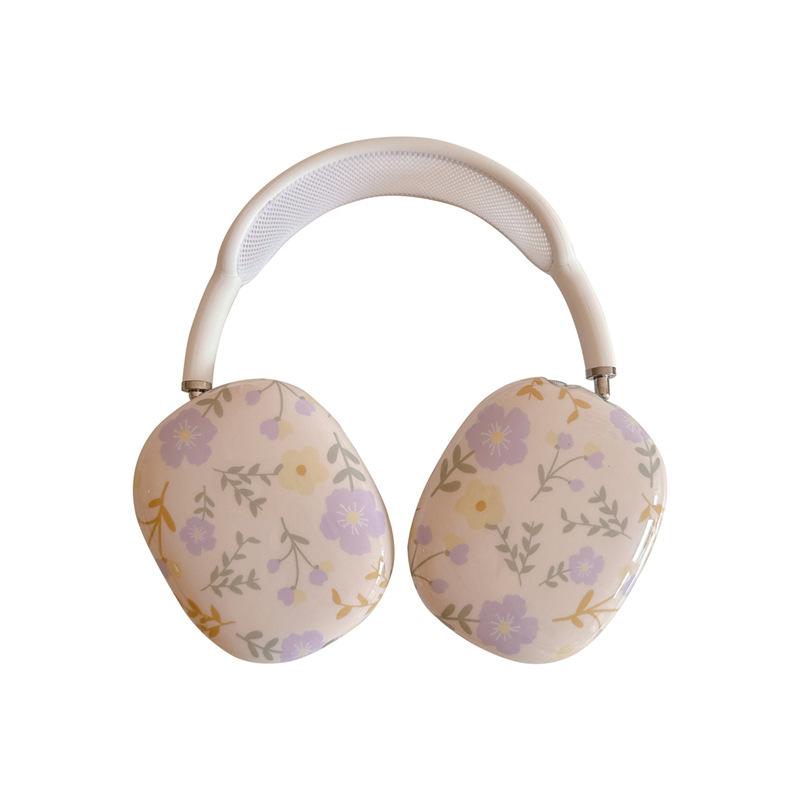 Ins Purple Floral Application Apple Head-mounted AirPods Max Earphone Cover Summer Protective Case Female Small Fresh