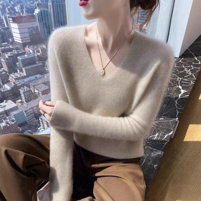 Seamless Collar Long Sleeve Women's Autumn and Winter Fashion Lazy Skin-friendly Soft Waxy Solid Color Sweater Knitted Base