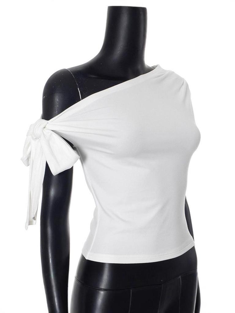 Women's Asymmetrical Off-the-Shoulder Solid Color Summer Top