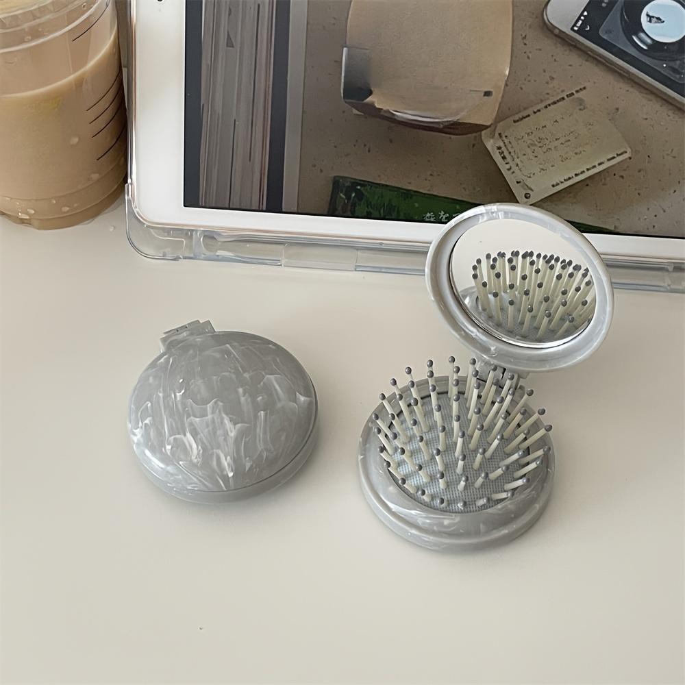 

Портативная мини-подушка безопасности, расчески с зеркалами, дорожная расческа для волос, расческа для макияжа, расчески для волос, складная массажная расческа, круглые инструменты для укладки серый