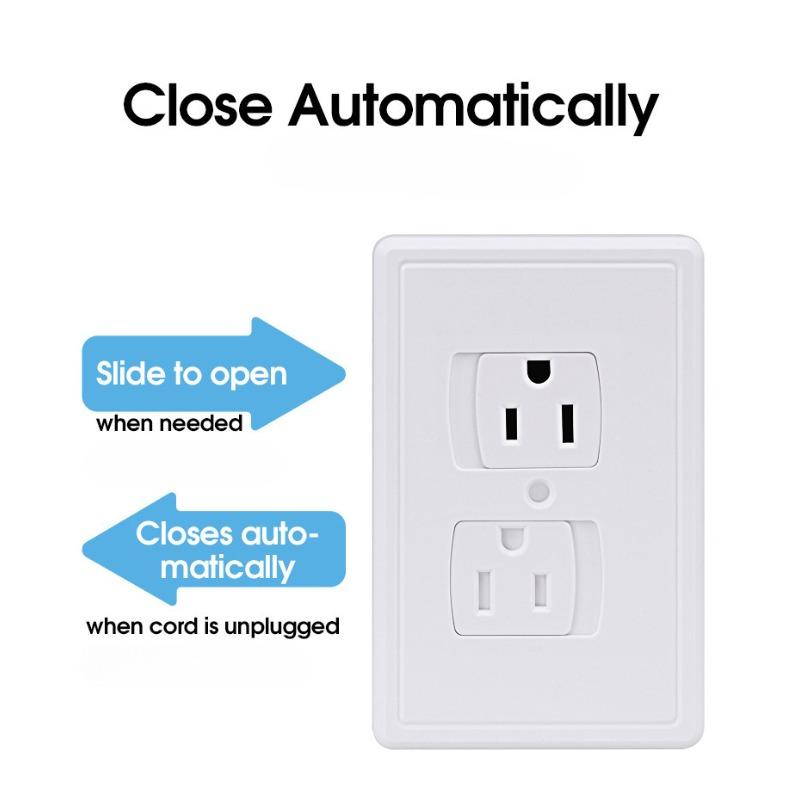 2Pcs Power Socket Cover Baby Safety Socket Cover Self Closing Childproof Socket Cover with 1 Screw Child Safety Accessories