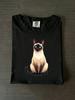 Plus Size - Relaxed Short Sleeve Crew Neck T Shirt Showcasing a Realistic Depiction of a Siamese Cat