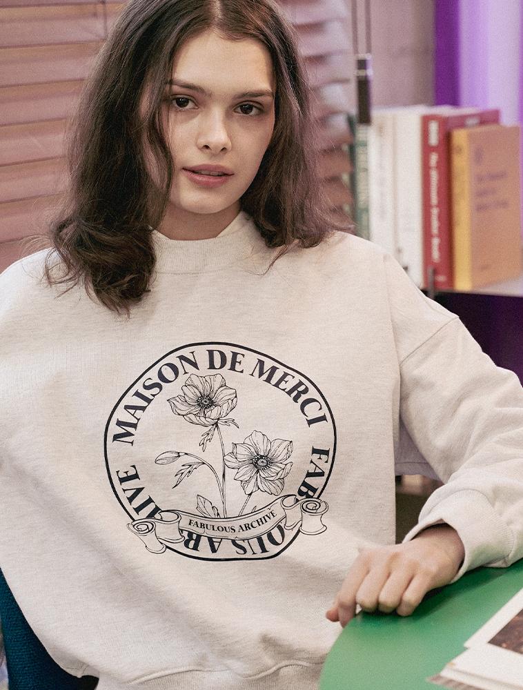 LA MAISON STUDIO Women'S Crop Flare Circle Heavy Terry Sweatshirt Ash Gray (Fcd3Ts711W)
