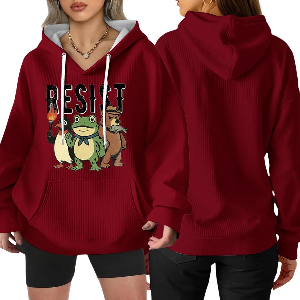 Women's Fashion Casual Long Sleeve Loose Printed Pullover Sports Long Sleeve Sweatshirt