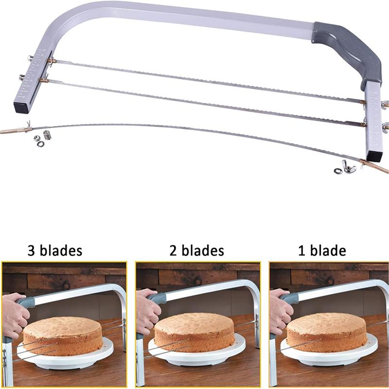 Adjustable 3 Blades Cake Cutter Stainless Steel Interlayer Cake Slicer Baking Tool Leveler Toast Cut Saw Bread Cutter Slicer