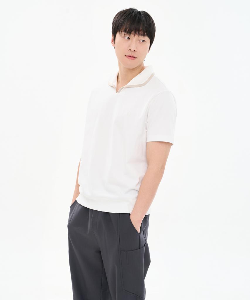 CUSTOMUS Men'S 20-Count Cotton-Poly Ribbed Contrast Collared T-Shirt Cxs26Mkkt308 Ivy