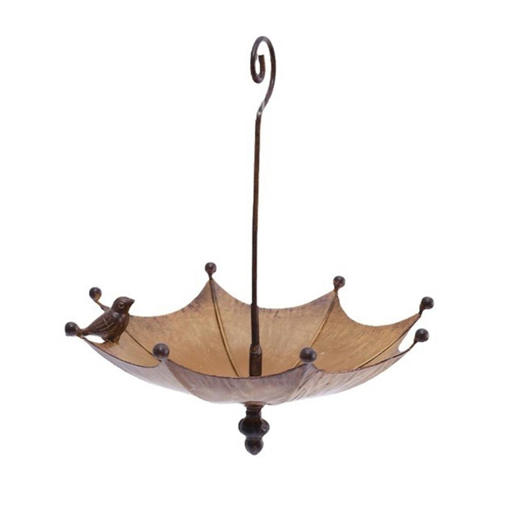 Hanging Metal Umbrella Bird Bath Feeder for Garden Balcony Patio Outdoor Decors Ornate Iron Bird Feeding Station