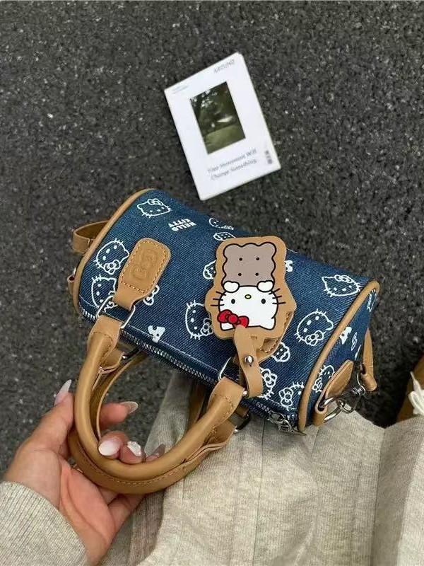 Cartoon Denim Shoulder Bag For Women With Stylish Design And Storage