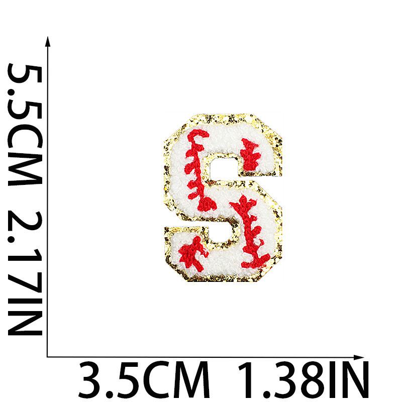 5.5Cm Baseball Pattern English Letter Embroidery Cloth Sticker Ironing Towel Embroidery Letter Patch Sticker Computer Embroidery Chapter Boy