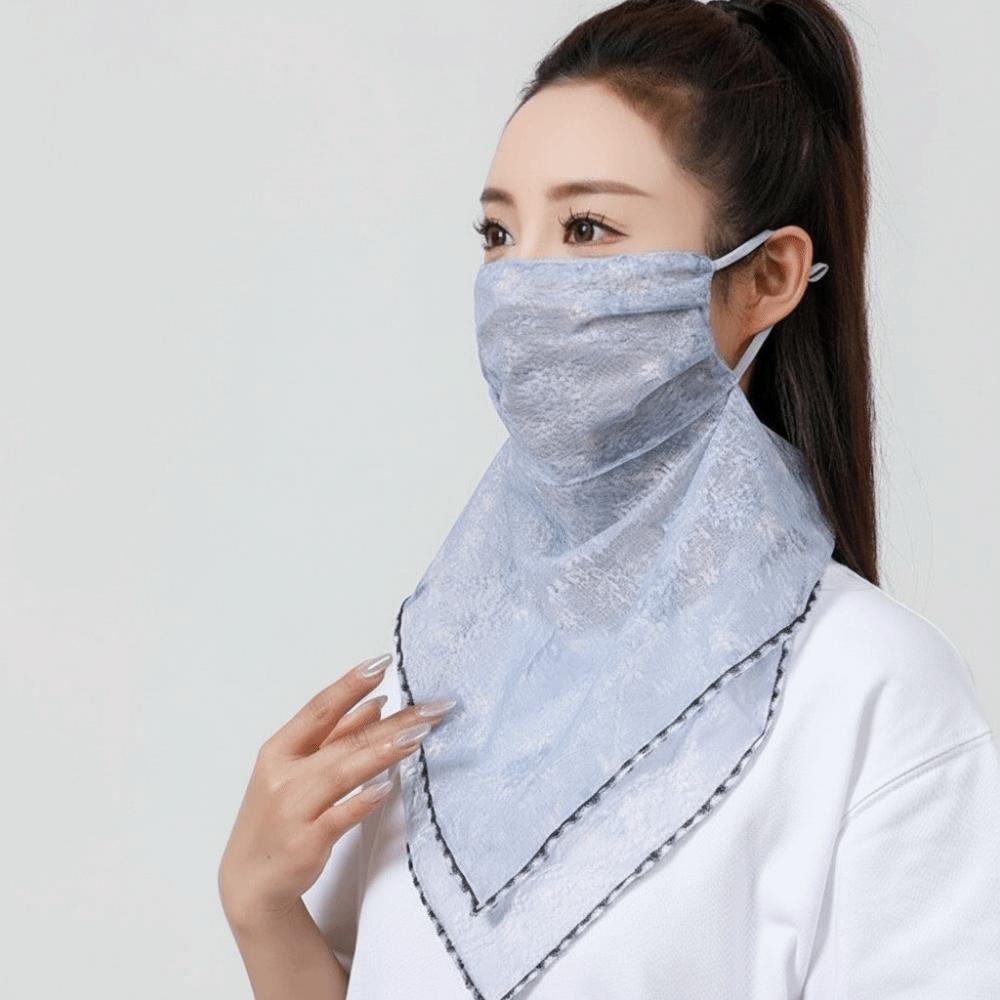 Lace Ice Silk Mask Elastic Face Cover Simple Triangular Scarf  Summer