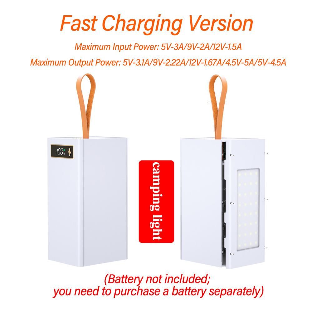 40 Zellen 18650 DIY Powerbank Gehäuse Kit Abnehmbar Kein Löten Kabelloses Laden Campinglicht Mobiles Stromgehäuse Ohne Akku