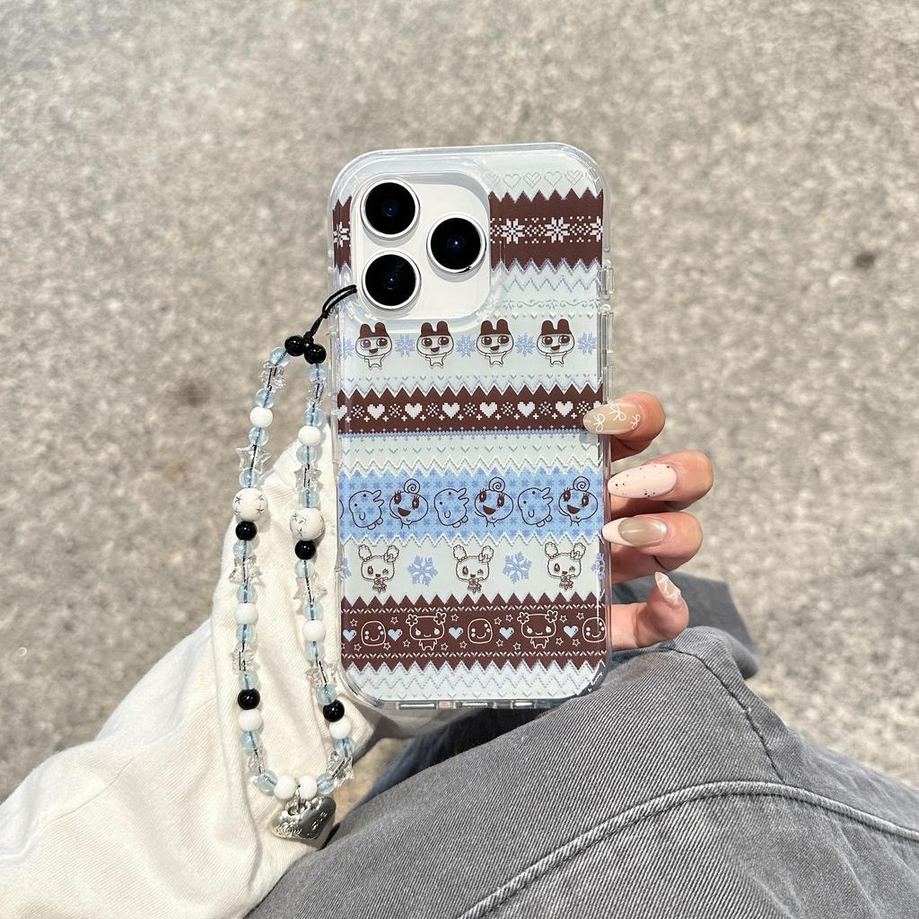 Winter Fair Isle Tamagotchi iPhone Case for 17/16ProMax/15/14