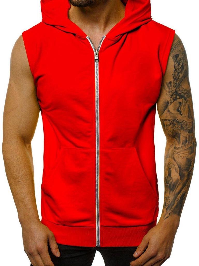 Herren Dünne Sommer Mode Ärmellose Kapuzenstrickjacke Jacke