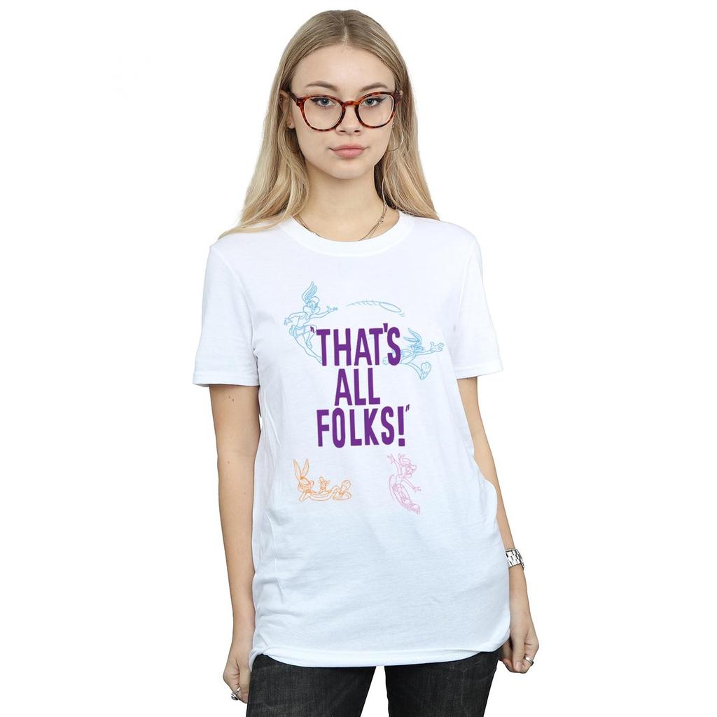 Looney Tunes Womens/Ladies That´s All Folks Cotton Boyfriend T-Shirt