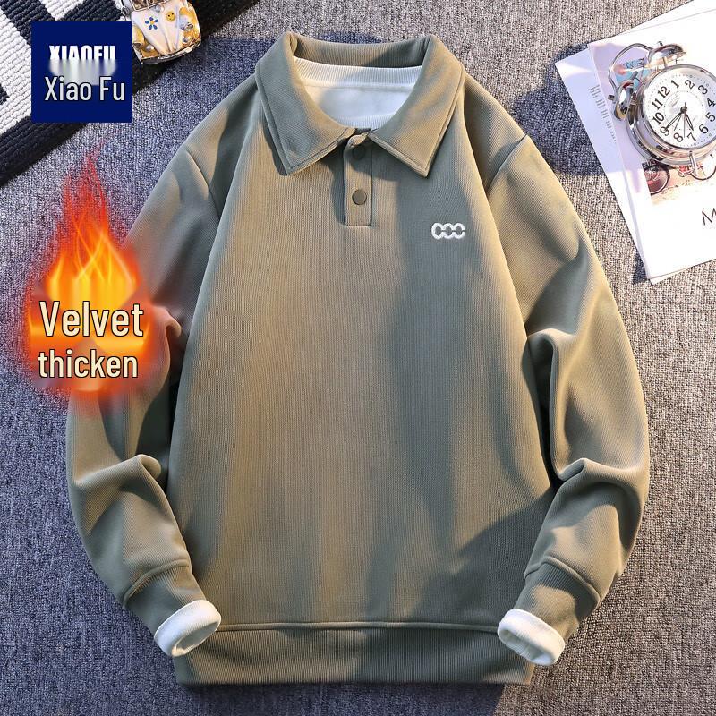 

Men s Fleece-Lined Turn-Down Collar Pullover Sweatshirt M