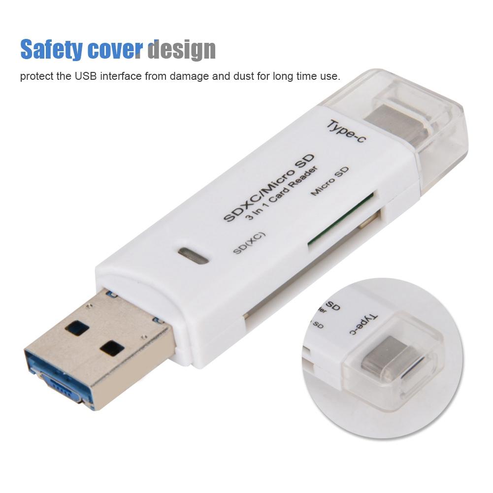 New Multifunctional 3 In 1 TypE C   USB Card Rder High Speed   (Black)