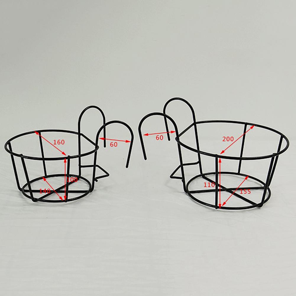 Hanging Railing Plant Pot Holder Outdoor Balcony Deck Flower Pot Holder Basket for Garden Patio Ledge Round