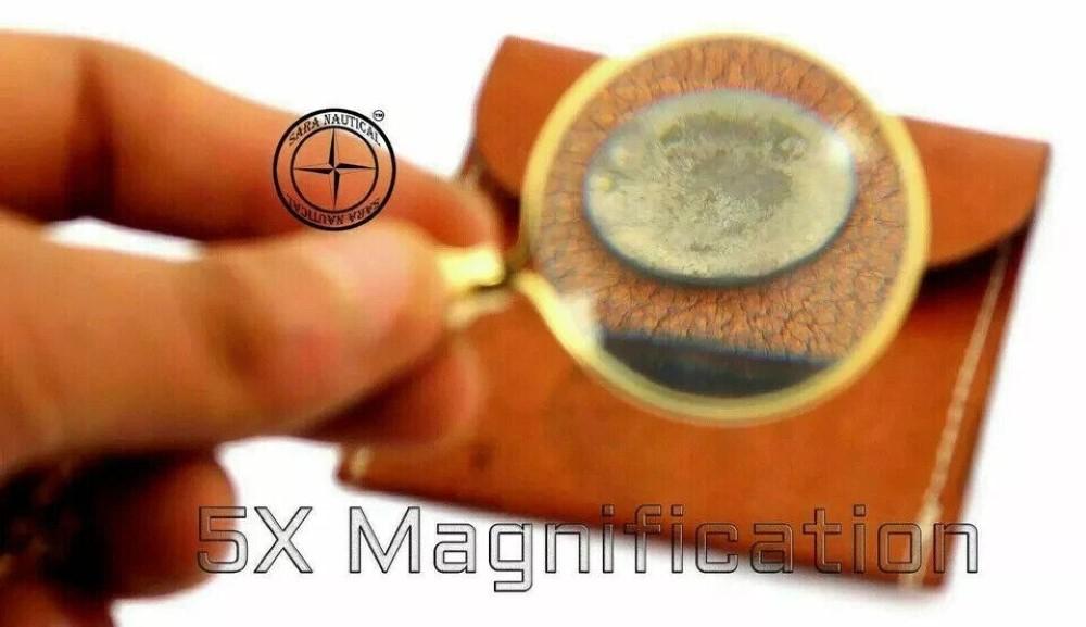 Brass Magnifying Glass Optical Magnifier Lens with Necklace Chain Monocle