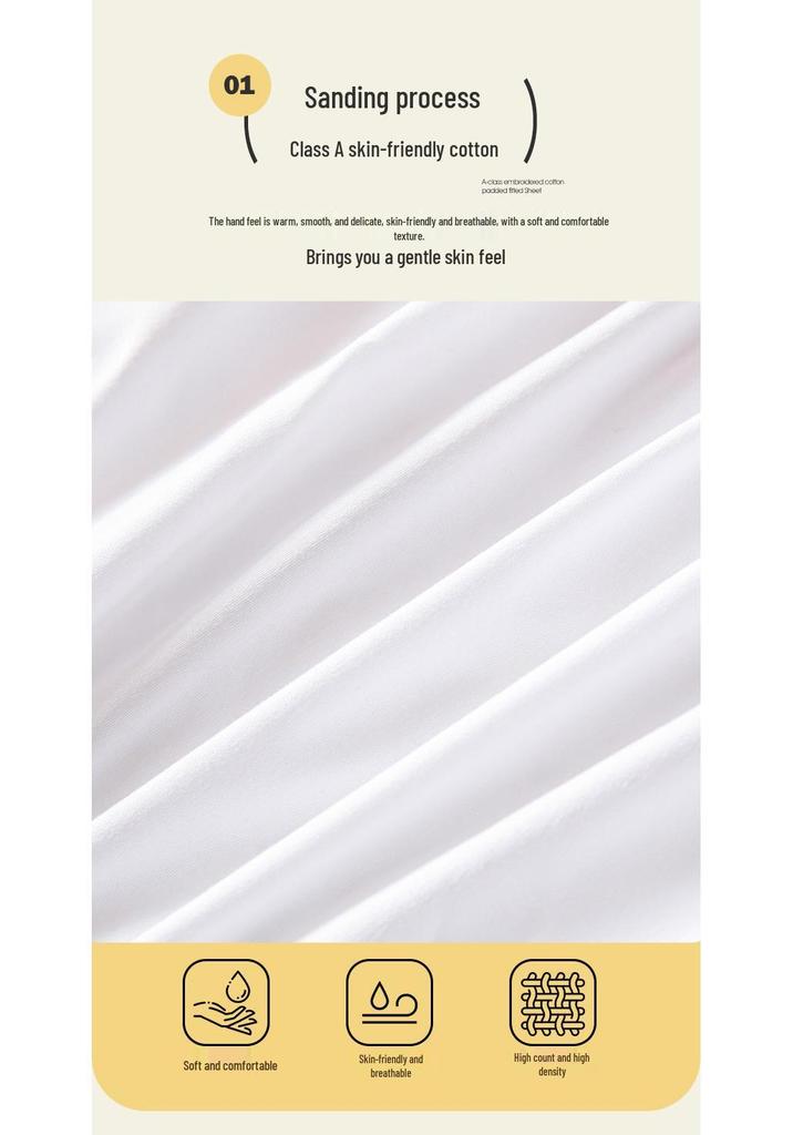 Waterproof Quilted Solid Color Bed Cover, Skin-friendly Mattress Protector, Single Piece
