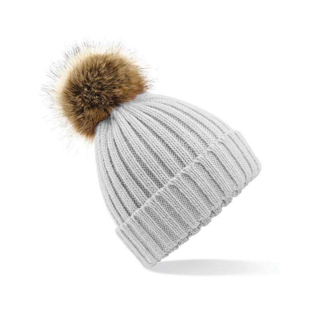 Pom Pom Faux Fur Chunky Knit Beanie