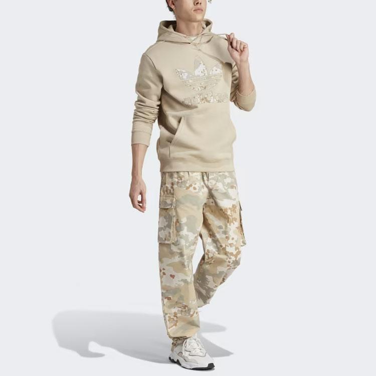 adidas Originals Camo Print Trefoil Logo Hoodie Beige Unisex IU4682