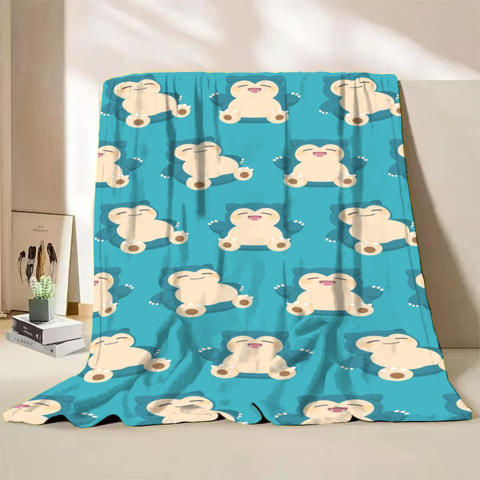 Pokemon Snorlax Flanelová Nadýchaná Fleece Deka pro Domov Ložnici Postel Pohovku Kancelář Dětská Přikrývka Dospělá Měkká Deka Dětský Roztomilý Dárek