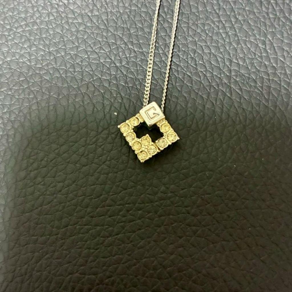 Used GIVENCHY necklace square g logo rhinestone