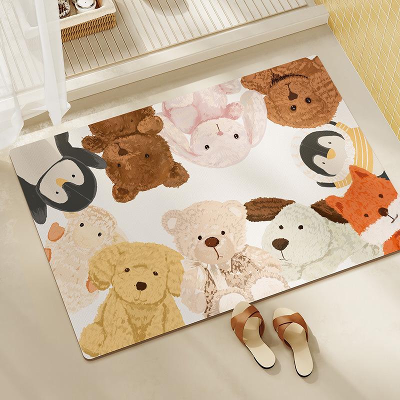Bathroom Floor Mat Non-Slip Foot Mat Diatom Mud Water-Absorbing Quick-Drying Soft Cushion Bathroom Household Toilet Door Carpet