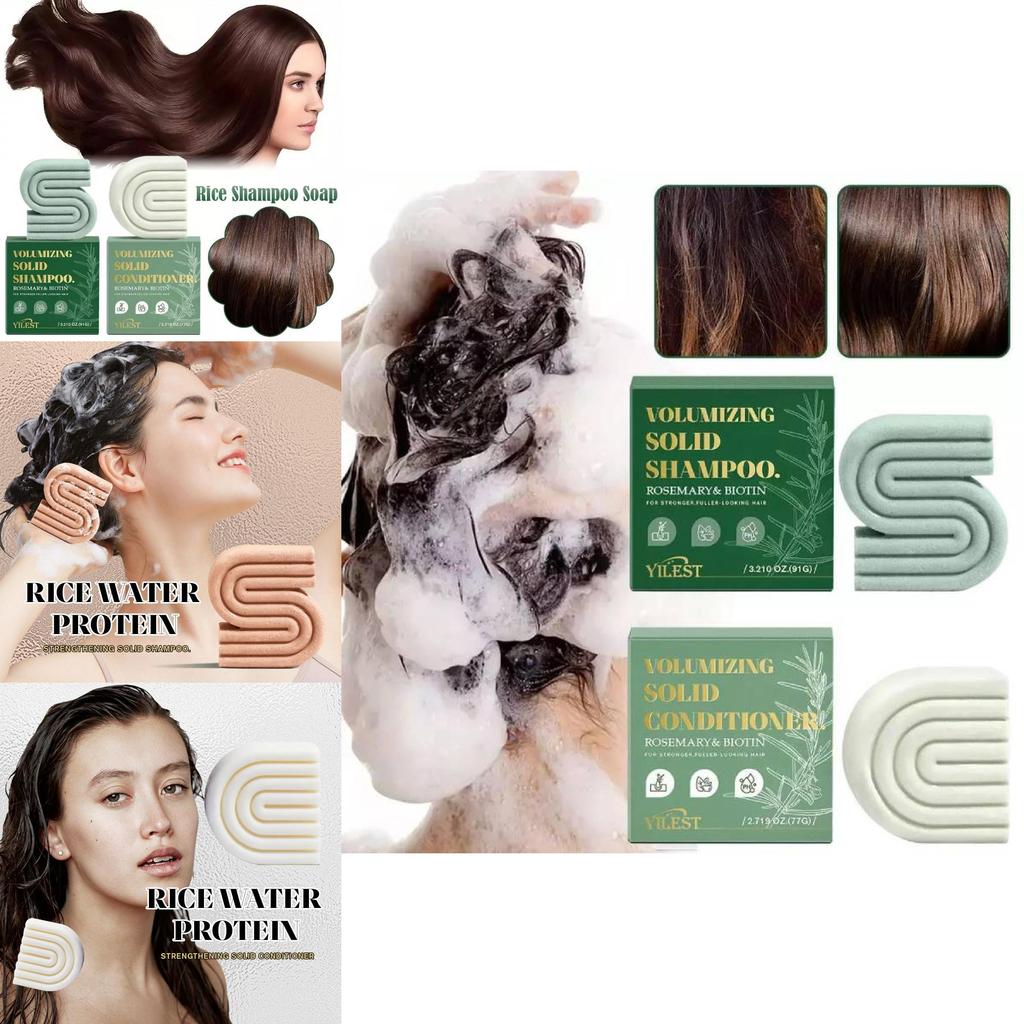 Nourishing Hair Shampoo And Conditioner Bar Soap With Rice Water And Rosemary Essence For Deep Cleansing And Moisturizing Benefits