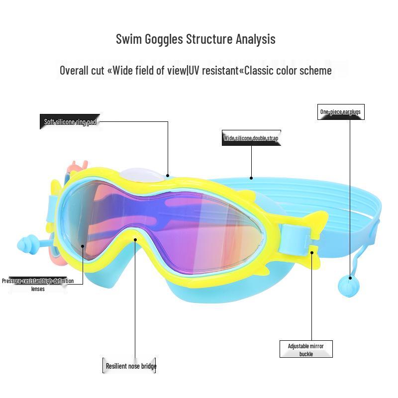 Children's HD Waterproof Anti-Fog Large Frame Swim Goggles