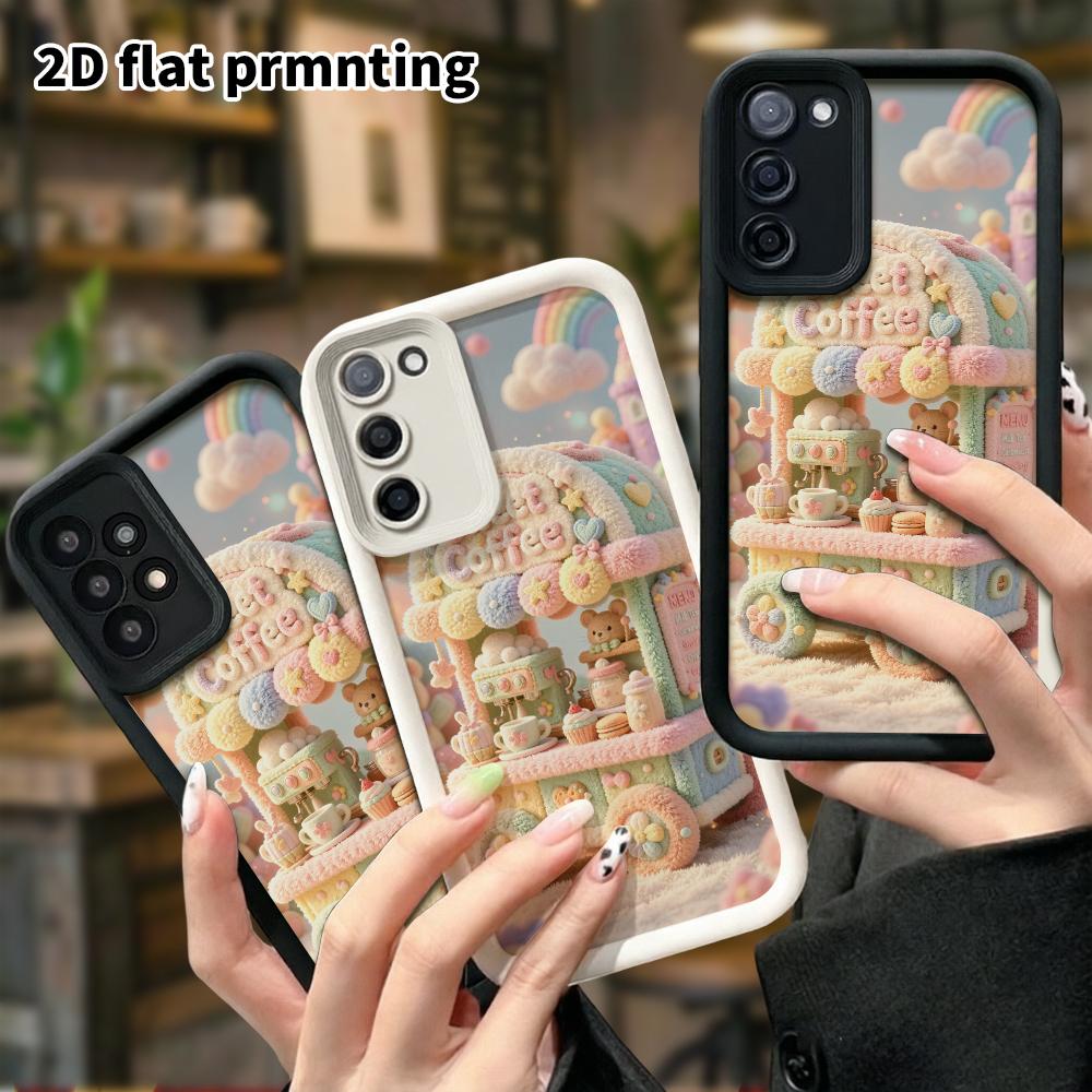 Phone Case: 2D Flat, Fits Samsung Galaxy A34 A35 M05 M06 S20 S22 S21 FE Plus 5G Protective Case, Coffee Cart, Perfect Christmas and Halloween Holiday 