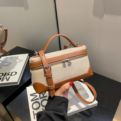 Bolsas de ombro femininas em promoção Novas bolsas de maquiagem de alta qualidade com zíper de lona Patchwork Linha de costura Bolsas de maquiagem da moda Bolsas crossbody