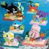 MOC Ocean Series Micro Building Block Orcas Lantern Fish Blue Whales Mini Brick Set Toy for Children Desk Decoration