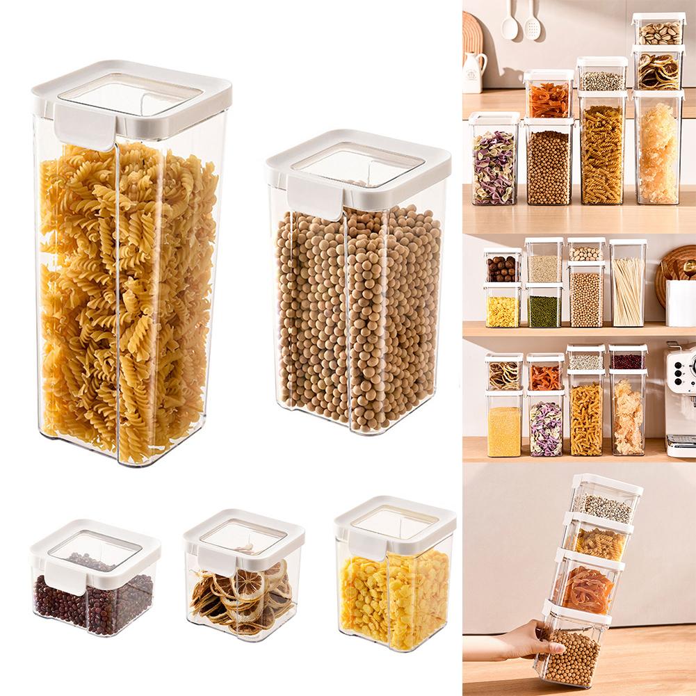 Clear Plastic Food Storage Containers Airtight Kitchen Canisters for Pasta Coffee Tea Stay Fresh with Locking Lids