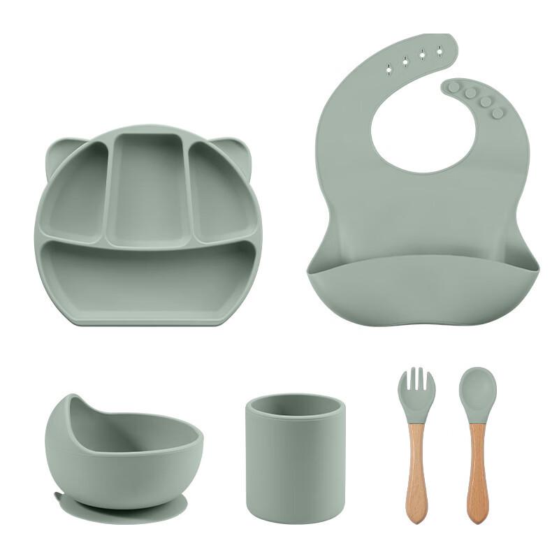 ZISIZ Kids Silicone Dinner Plate & Tableware Set