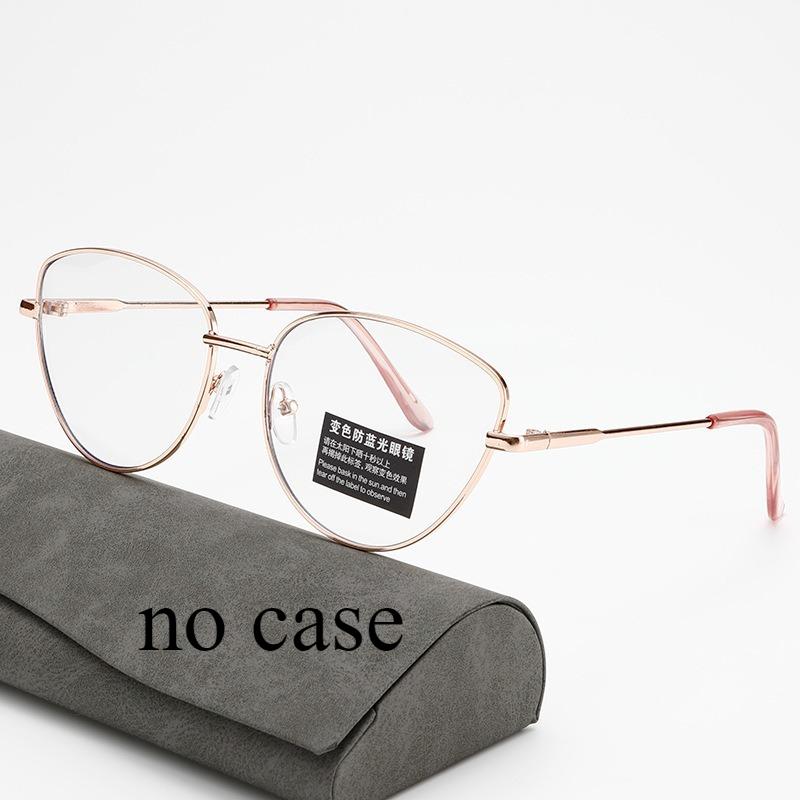 European and American Metal Cat Eye Anti Blue Light Glasses, Simple and Versatile Photosensitive Color Changing Glasses