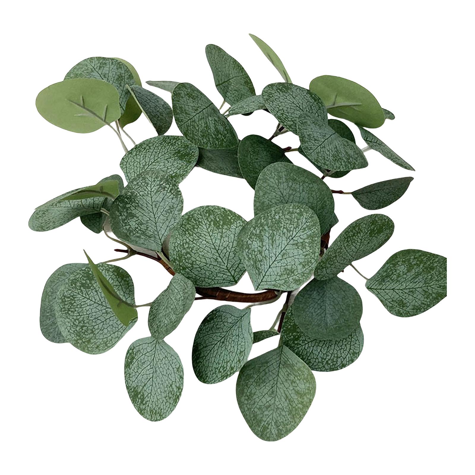 

Artificial Eucalyptus Leaves Candles Wreaths Pillar Candle Holder Greenery Candle Rings for Cafe Home Bar Wedding Decoration