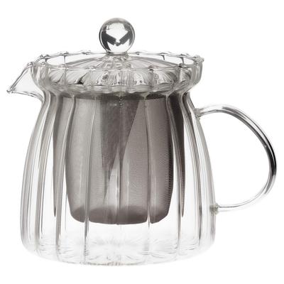 TAMAKI Durchmesser x Tiefe x 800ml Mikrowellen-Teekanne, Gerüscht, 16,5cm 11,5cm 13,8cm Höhe, Fassungsvermögen, Sicher, Hitzebeständiges Glas, T-770580