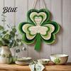 Rustic Farmhouse Door Hanger St. Patrick's Day Wooden Clover Sign with Hemp Rope, Double Layer Shamrock Hanging Greenery for Doors Decor Artificial