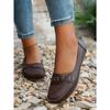 Women's Laser Stitched Flat Loafers, Plus Size Slip On Casual Closed Toe Daily Walking Comfortable Footwear