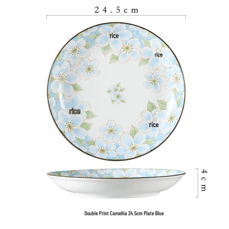 Aritani Kiln Blue Camellia Ceramic Plate