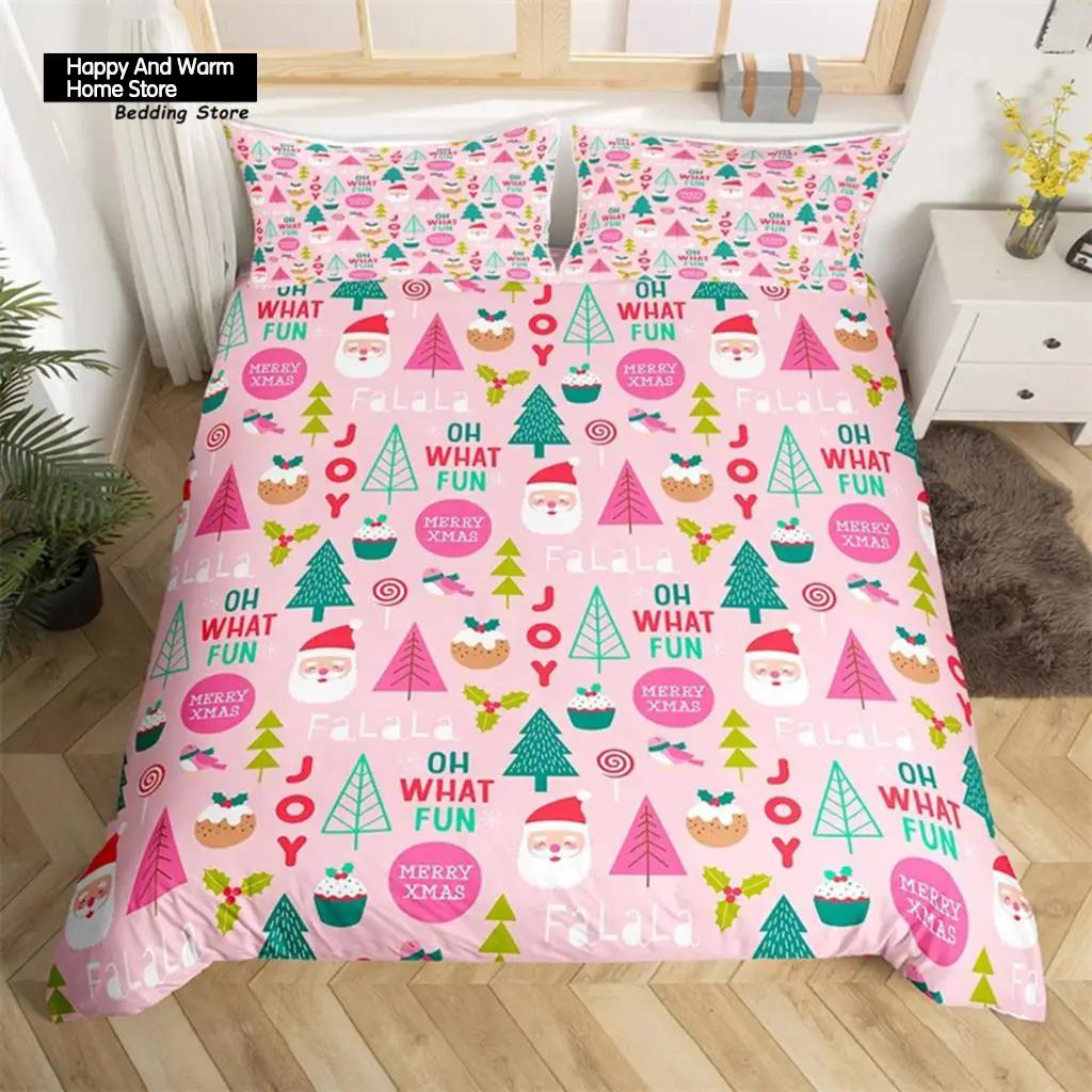 Christmas Tree Santa Claus Duvet Cover Twin King Queen Boys Christmas Bedding Set Polyester Botanical Racing Car Comforter Cover